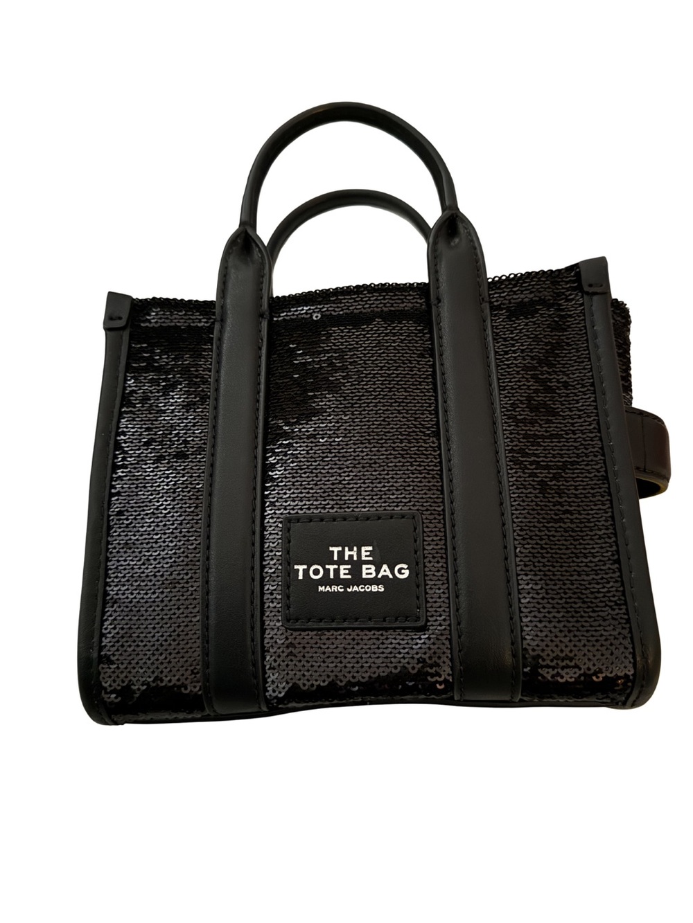 Marc Jacobs Black Sequin Mini Tote with Leather Trim